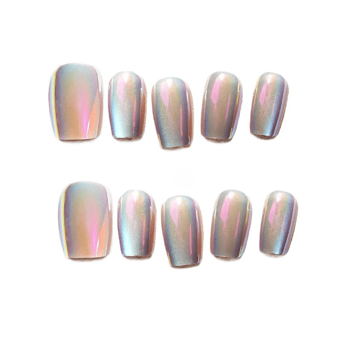 Short Cat's Eye Nail Art Piece, Nail Art Wear, Mermaid Aurora, Uniform Size Sml30 Pieces*1 Piece