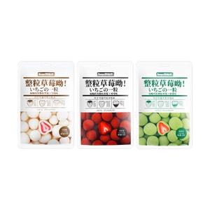 Freeze Dried Whole Strawberry in Chocolate Milk Flavor+Matcha Flavor+Cocoa Flavor, 6.35 oz【3 Flavors 3 Combo Packs】