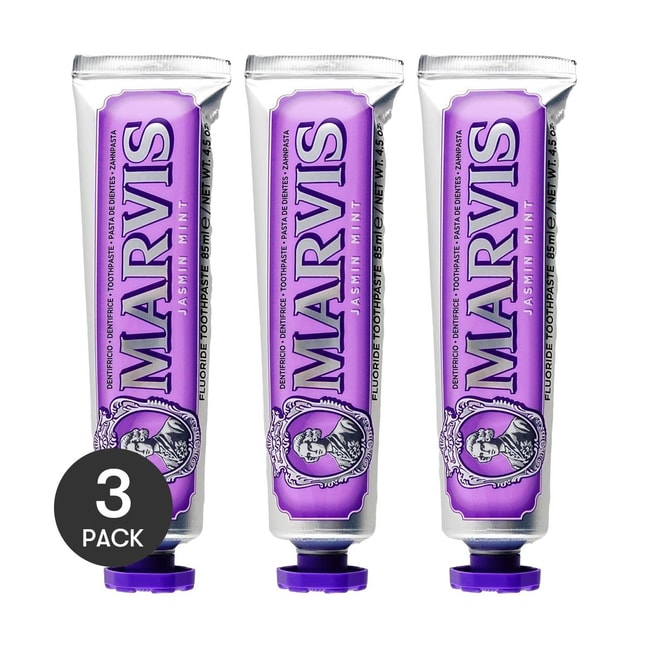 MARVIS玛尔仕 薄荷牙膏 劲爽焕新口腔 低泡柔和型 唇齿留香洁净 85ml*3 #盛夏茉莉 东方白色茉莉香【超值装】
