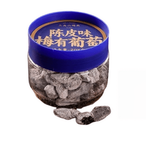 【中国直邮】 三关六码头 陈皮味梅有葡萄青梅抱葡萄梅子夹心爆浆梅饼蜜饯208g*1罐