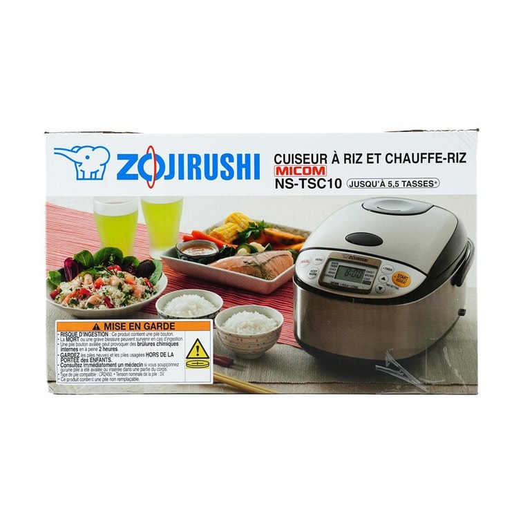 Micom Rice Cooker Warmer with Steaming Basket 1L, 5.5 Cups, NS-TSC10, 120 Volts 9