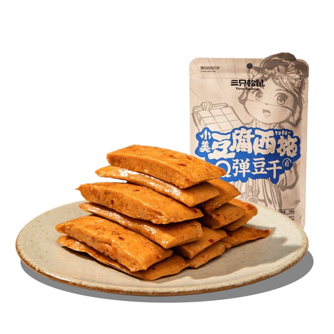중국 다람쥐 세 마리 Q-폭탄 건두부 달콤하고 매운 건두부 간식 인터넷 연예인 간식 100g/가방