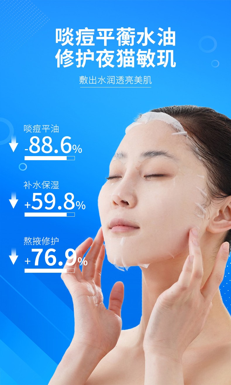 【中國直郵】 芙詩婷 祛痘補水保濕面膜痘肌專用潤顏貼片祛痘面膜10片/盒