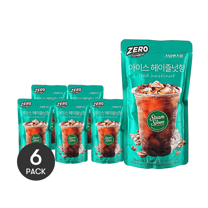 무설탕 아이스 헤이즐넛 향 커피, 7.78 fl oz *6【6팩】【0 설탕·10kcal】