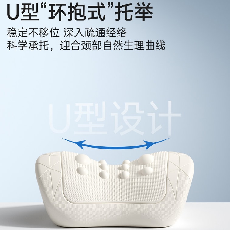 Professional Cervical Massage Pillow, 14 Acupressure Massage Nodes, W-Shaped Bionic Dual-Side Use, 3D Ergonomic Fit, Dual Traction, Cloud-Soft Elastic, Waterproof & Washable Creamy White– 1 Unit 5