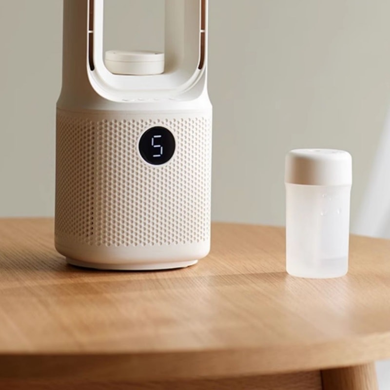 【中国直邮】 OLAYKS 无叶风扇家用桌面小型台式摇头电风扇加湿 陶白色-带香薰盒+加湿器 一个装