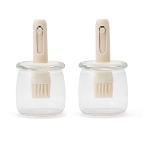 [오일병 및 브러시 세트(2개)] 왕위안지 300ml 오일병, 나트륨 칼슘 유리, 실리콘 오일 브러시, 가정용 고온 내성