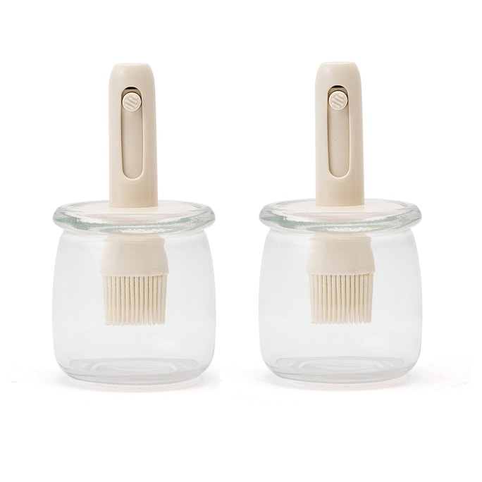 2Pcs All-in-One Oil Brush Bottle 300ML– Glass Body with Heat-Resistant Silicone Brush