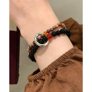 【中国直送】HSPM 新レトロ中華風禅万能ピースバックルビーズブレスレット ピースバックルブレスレット F