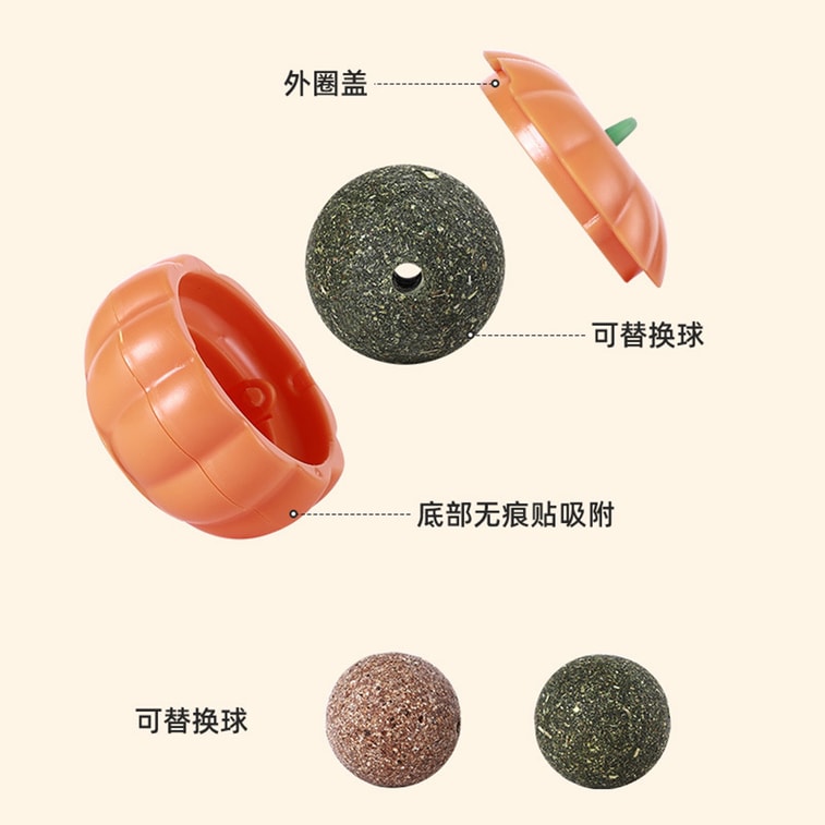 【中国直送】HSPM 新商品 パンプキンキャットニップボール 猫おもちゃ ペット用品 オレンジ【ミントボールタイプ】F 3