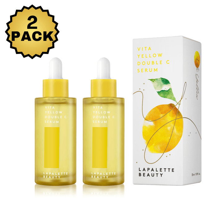 韓国ラパレットビューティー ヴィタイエロー ダブルCセラム 2個パック – 輝く肌のためのブライトニングビタミンCセラム (35ml x 2)