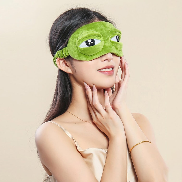 Eye-Care Funny Sad Frog Special Sleep Eye Mask for Light Blocking Frog Elastic Band Style + Earplugs F 1Piece 3