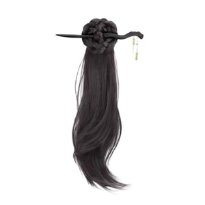 New Chinese Style Simulation Hairpin Wig New Chinese Style Hairpin [Brown Black] Curly Hair With Hairpin At The End F