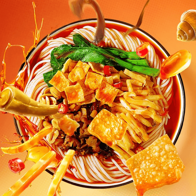 チョウバオ特製 柳州河カタツムリライスヌードル 350g [漬けたけのこ2パックと追加具材付き] 10