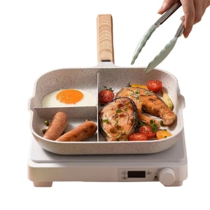 A three-in-one tourmaline multi-compartment frying pan for home dormitories, a special egg-frying tool for breakfast, a white non-stick steak pan