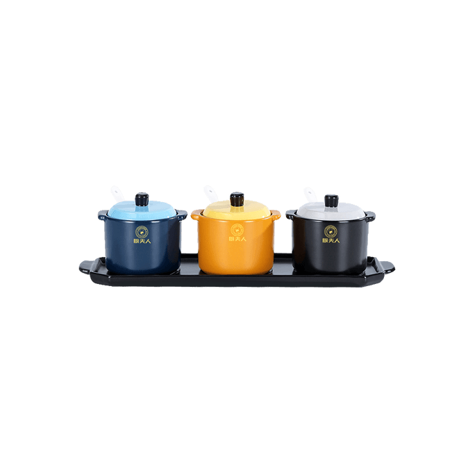 3-Piece Ceramic Kitchen Canisters Set with Spoon Large