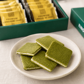 Premium Langue de Chat Cookie Gift Box Matcha Flavor, 12 Pcs【Supervised by 10th-Dan Tea Master】