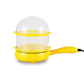【中国直邮】小猪帮厨煎蛋器蒸蛋器煮蛋机 双层 迷你宿舍煎锅 全自动断电 家用早餐神器 美标110V 黄色