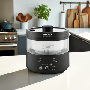 美国AROMA 全玻璃蒸汽电饭煲电饭锅电蒸锅 养生低糖饭 8杯熟米容量 AMC-800