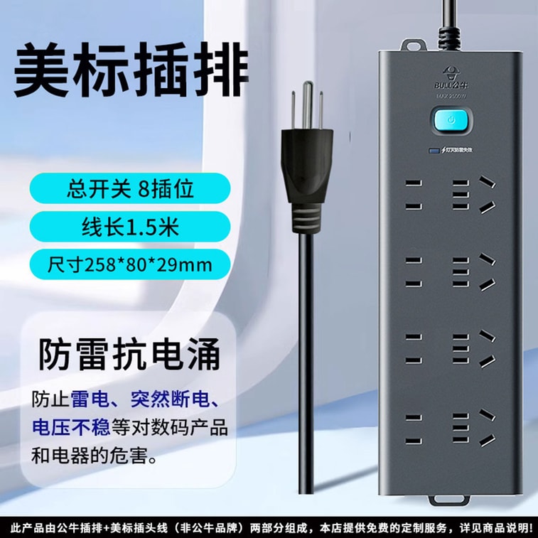 Bull US Standard Power Strip Canada Travel Adapter US Socket USB ...