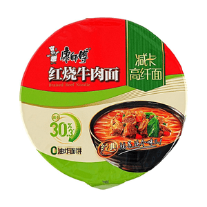 康师傅 红烧牛肉面减卡高纤面 94g【0油炸面饼】【高膳食纤维低卡方便面】