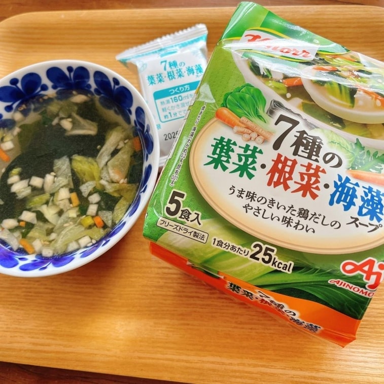 日本 AJINOMOTO KONRR 营养早餐 速食汤 方便汤 低卡代餐 7种蔬菜海藻汤 5小包装