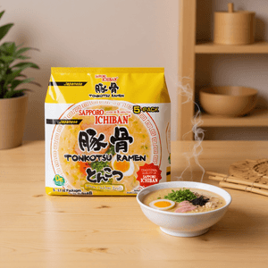 Japanese Style Ramen Noodles Tonkotsu Flavor - Instant Noodle , 5 Packs 18.5 oz