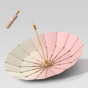 New Colored Rubber Sun Umbrella With Enlarged Size For Both Rain And Light Triple Fold 16 Bone Gradient Pink