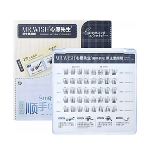 MR.WISH心願先生 順手2步曲系列 原生素顏睫 免膠款 40簇/盒 淡顏 無/短睫毛 眉眼間距短推薦