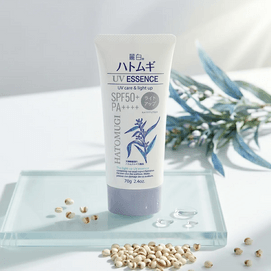 Reihaku Hatomugi UV Light Up Essence SPF50+ PA++++, Tone-Up UV Sunscreen Essence with Coix Seed Extract, 2.4 oz