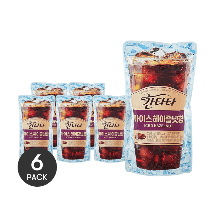 韓國LOTTE樂天 康塔塔 冰榛果咖啡 230ml *6【6份超值裝】【低卡】【便利商店同款】