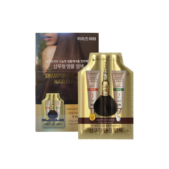 韩国 HAARAZ 洗发水安瓶 染发剂 洗发护发染发三合一 #烟熏深棕色 5包/盒