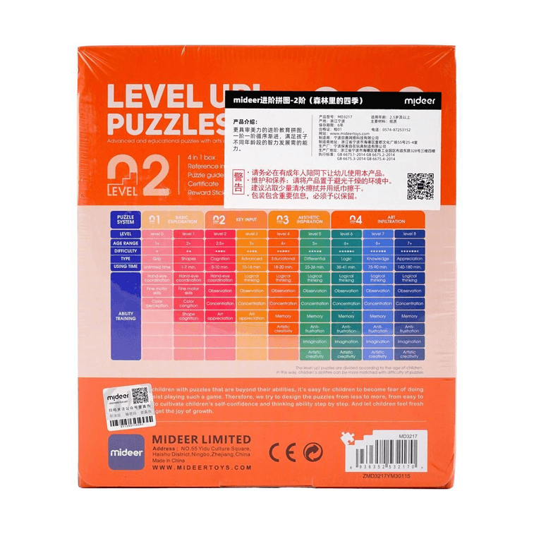 MIDEER彌鹿 兒童拼圖 大塊拼圖玩具 寶寶啟蒙益智玩具 2階森林裡的四季 建議2.5~3歲寶寶 5