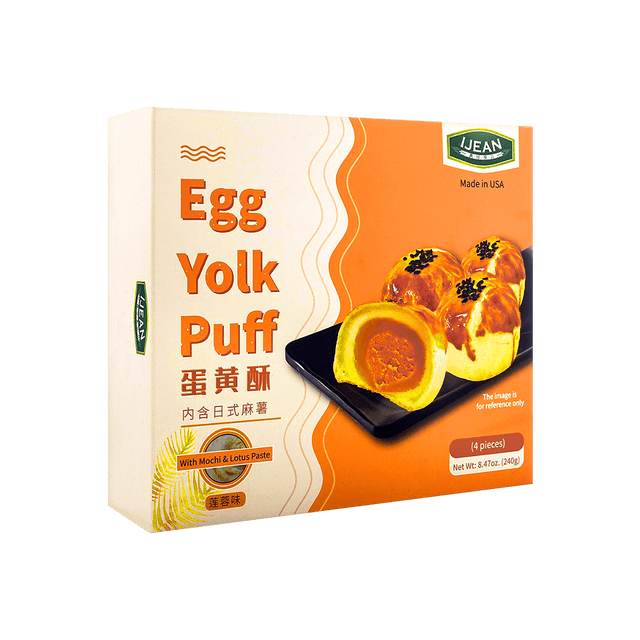IJEAN Egg Yolk Puff (with Mochi) Lotus Paste, 8.47 oz - Yami.com