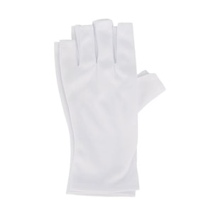 欧凯曼 美甲手套防止光疗机烤黑手防辐射防紫外线露手指手套 白色 长22.6厘米 宽10厘米 均码