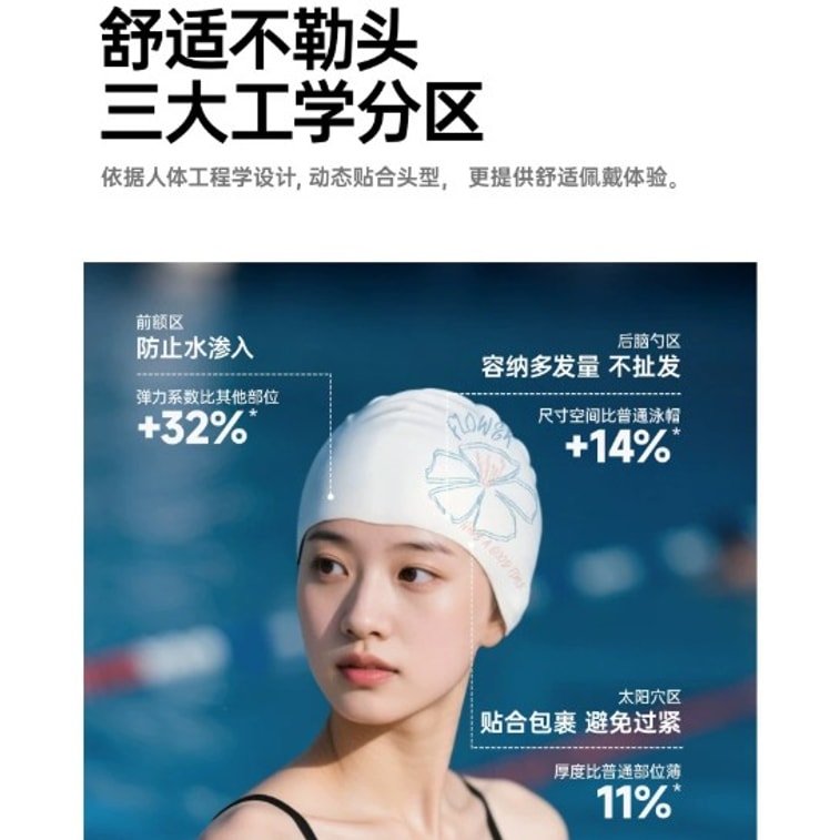 【Expédition directe de Hong Kong】 Yami Chapeau de natation en silicone, Fleur de soie, 1 pièce, antibactérien et imperméable 3