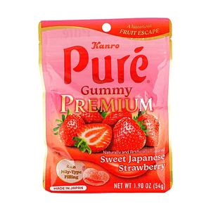 Pure Gummy Candy Premium Strawberry Flavor 1.9 oz 【Fukuoka Amaou Strawberry】【Jelly-Type Filling】