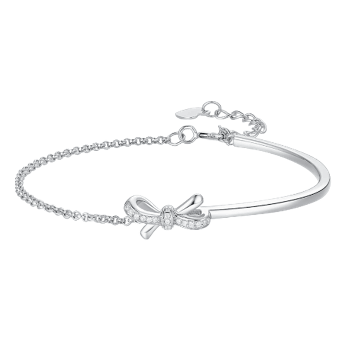 Bow sterling silver bracelet female summer half bracelet design light luxury bow bracelet