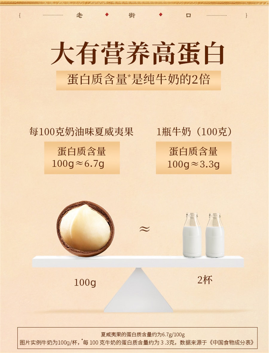 【中國直郵】 老街口 澳洲堅果奶油口味 堅果休閒點心新貨乾果孕婦健康果仁250g/袋