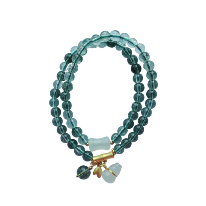 野草集 「天然绿幽灵手串」6mm双圈招财手链 聚宝盆水晶 正财事业 1件