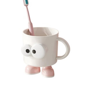 bdo 어린이용 칫솔꽂이, 큰 눈과 긴 다리를 가진 디자인, 흰색과 핑크색 각 1세트, 귀엽고 세련됨.