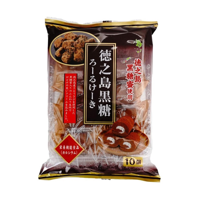 토쿠노시마 흑설탕 스위스 롤 케이크 10개입 (4.93oz)