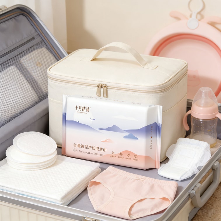 October 結晶化測定パンティ型生理用ナプキン、マタニティ測定生理用ナプキン、特大容量、産後悪露用特大サイズ、580mm×320mm、3枚入り 7