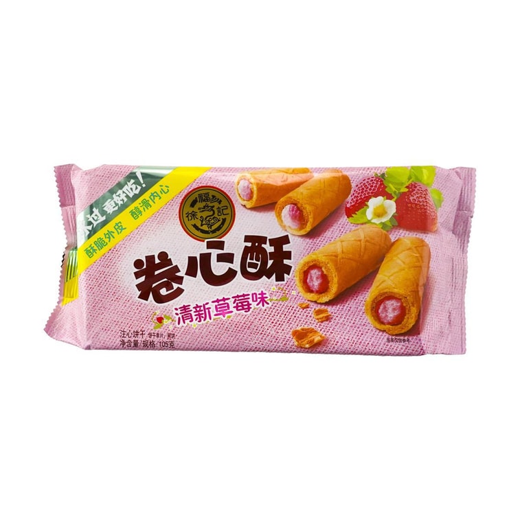 台湾徐福记 卷心酥注心饼干 清新草莓味 105g 3