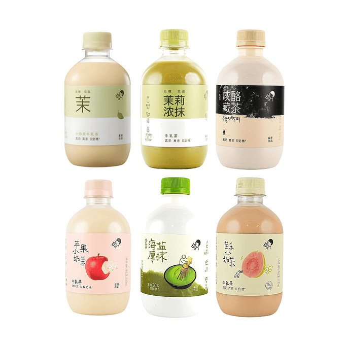 喜茶 小奶茉牛乳茶+茉莉浓抹抹茶牛乳茶+咸酪藏茶牛乳茶+苹果小奶茉牛乳茶+海盐厚抹轻乳茶+芭乐小奶茉牛乳茶 2.1L【6种口味6瓶组合装】【低糖低脂0植脂末】