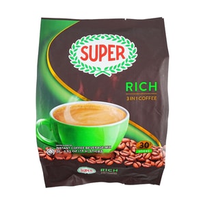 新加坡SUPER超级 三合一低脂特浓即溶咖啡 原味 20g*30条入