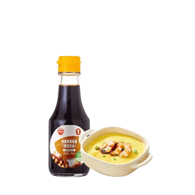 【中國直郵】 秋田滿滿 調味料有機醬油 無添加白砂糖減鹽型 特級有機減鹽醬油150ml/瓶