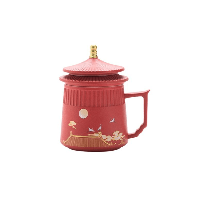 Mr. Mei Ling Palace Museum Cultural Creation Chaoxian Crane Ceramic Cup Gift Mug Tea Cup Red 1