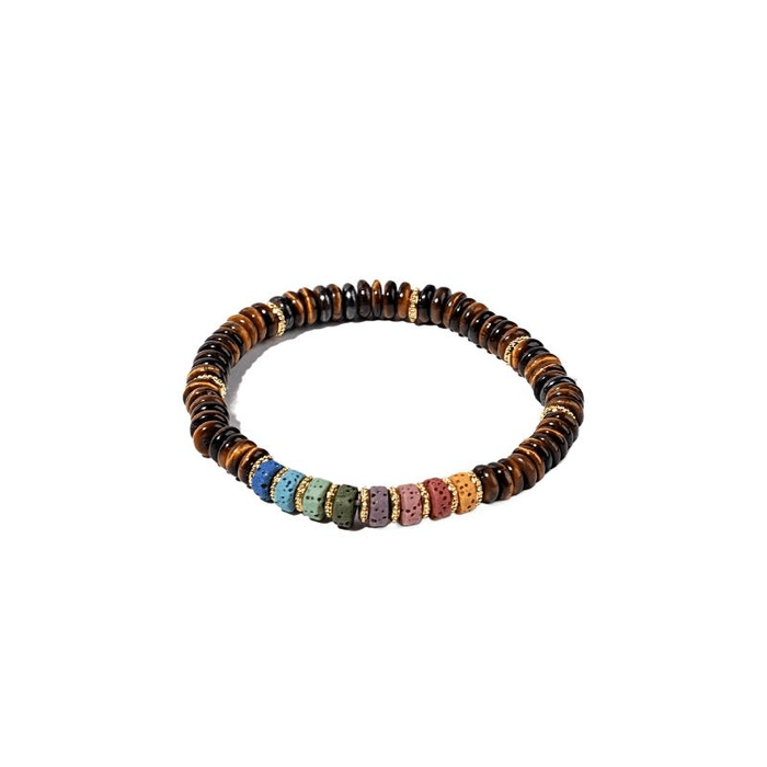 Grand Canal Red Sandalwood Museum Tiger Eye Volcano Stone Bracelet*1 piece
