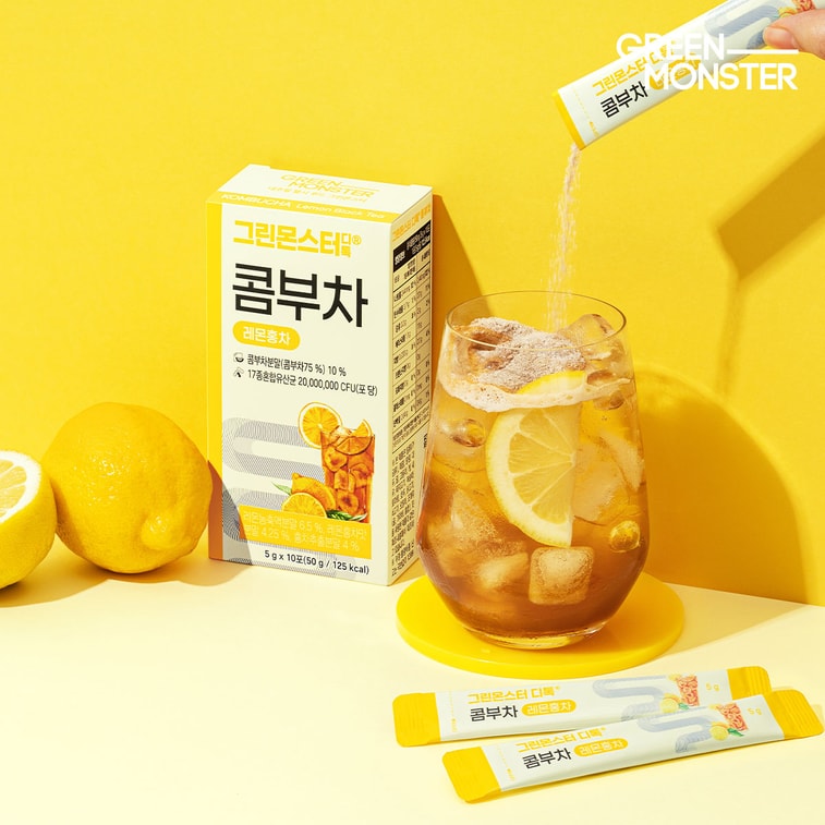 韓国 [グリーンモンスター] デトックスコンブチャ レモンブラックティー - 10袋 * 0.17オンス 3